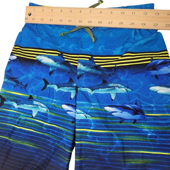 Gerry Youth Boy's Swim Short UPF 50+ Swim Trunks, Blue Sharks - Size: Medium - Picture 10 of 11